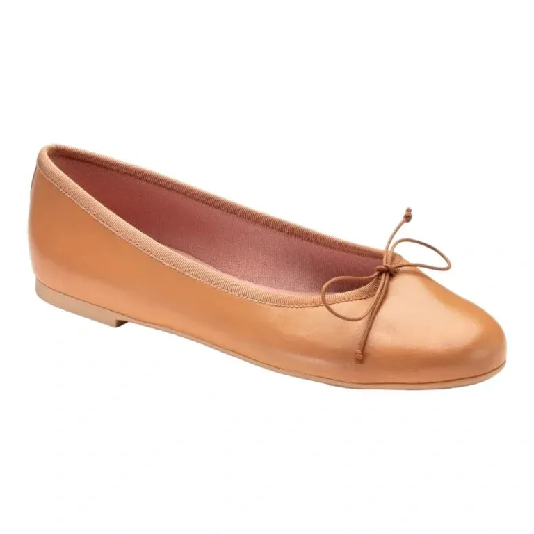 49909 - Tan Soft Leather Flats for Teen/Women by Pretty Ballerinas