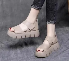 Block Heel Peep Toe Wedge Sandals