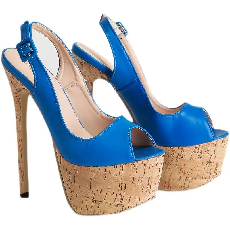 Color Blocking High-heeled Sandals Fashion High-heeled Shoes
