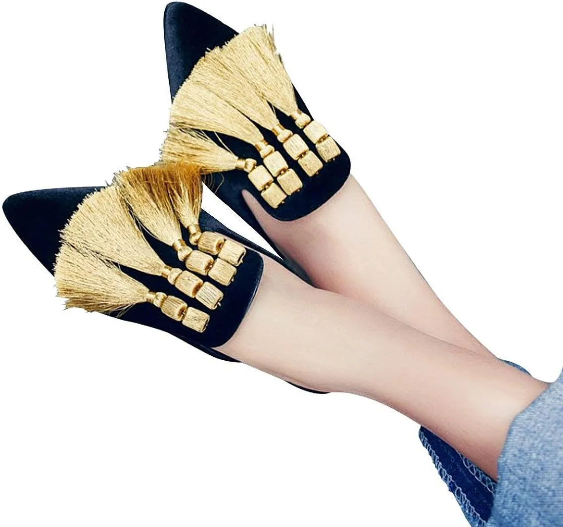 Elegant Slip On Casual Comfort Comfort Mules Slippers Pompom Mule Loafers for Women