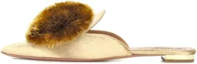 Elegant Slip On Casual Comfort Comfort Mules Slippers Pompom Mule Loafers for Women