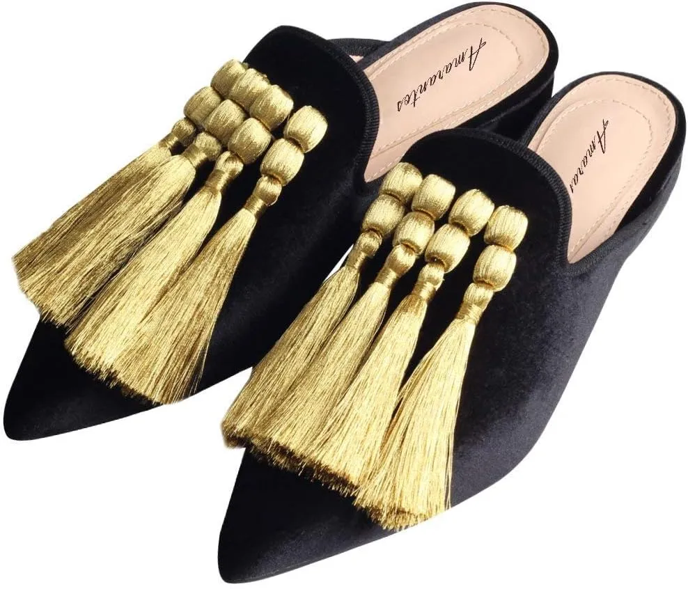 Elegant Slip On Casual Comfort Comfort Mules Slippers Pompom Mule Loafers for Women