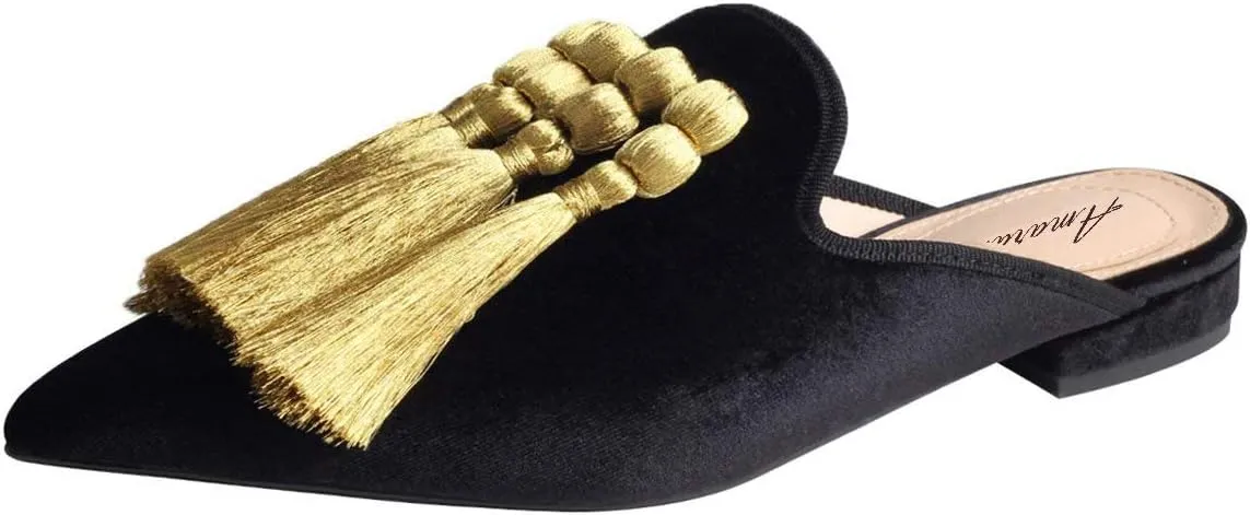 Elegant Slip On Casual Comfort Comfort Mules Slippers Pompom Mule Loafers for Women