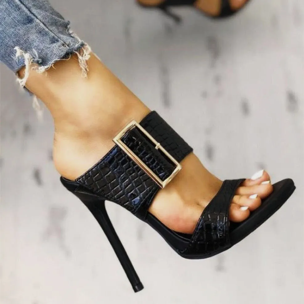 elveswallet Back Strap Gladiator Slip-On Heels