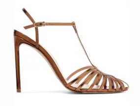 Francesco Russo FRANCESCO RUSSO CUTOUT MIRRORED-LEATHER SANDALS