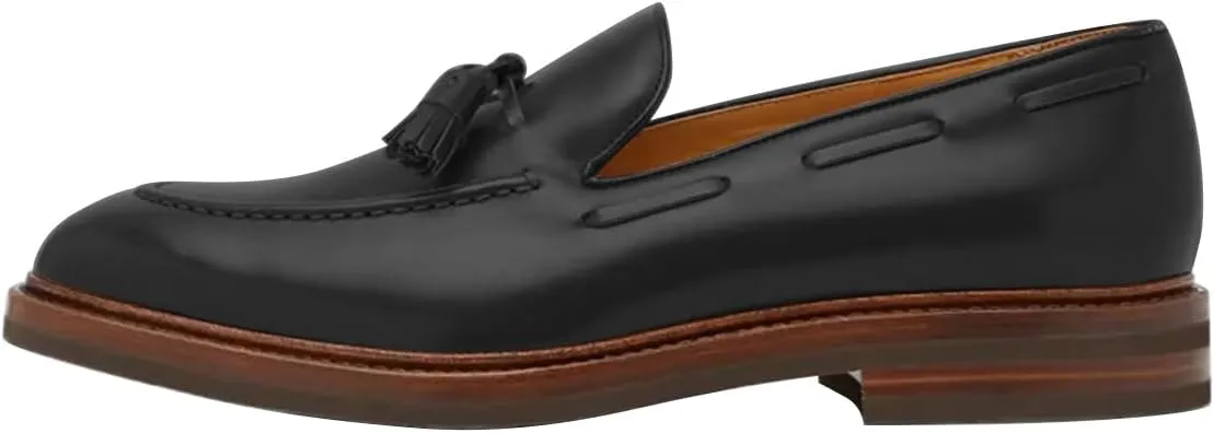 FSJ Men's Elegant Loafer with Tassel Accent Premium Leather Slip-on Comfort Cushioned Luxury Handmade Formal Casual Dress Shoes Size 4-16 US