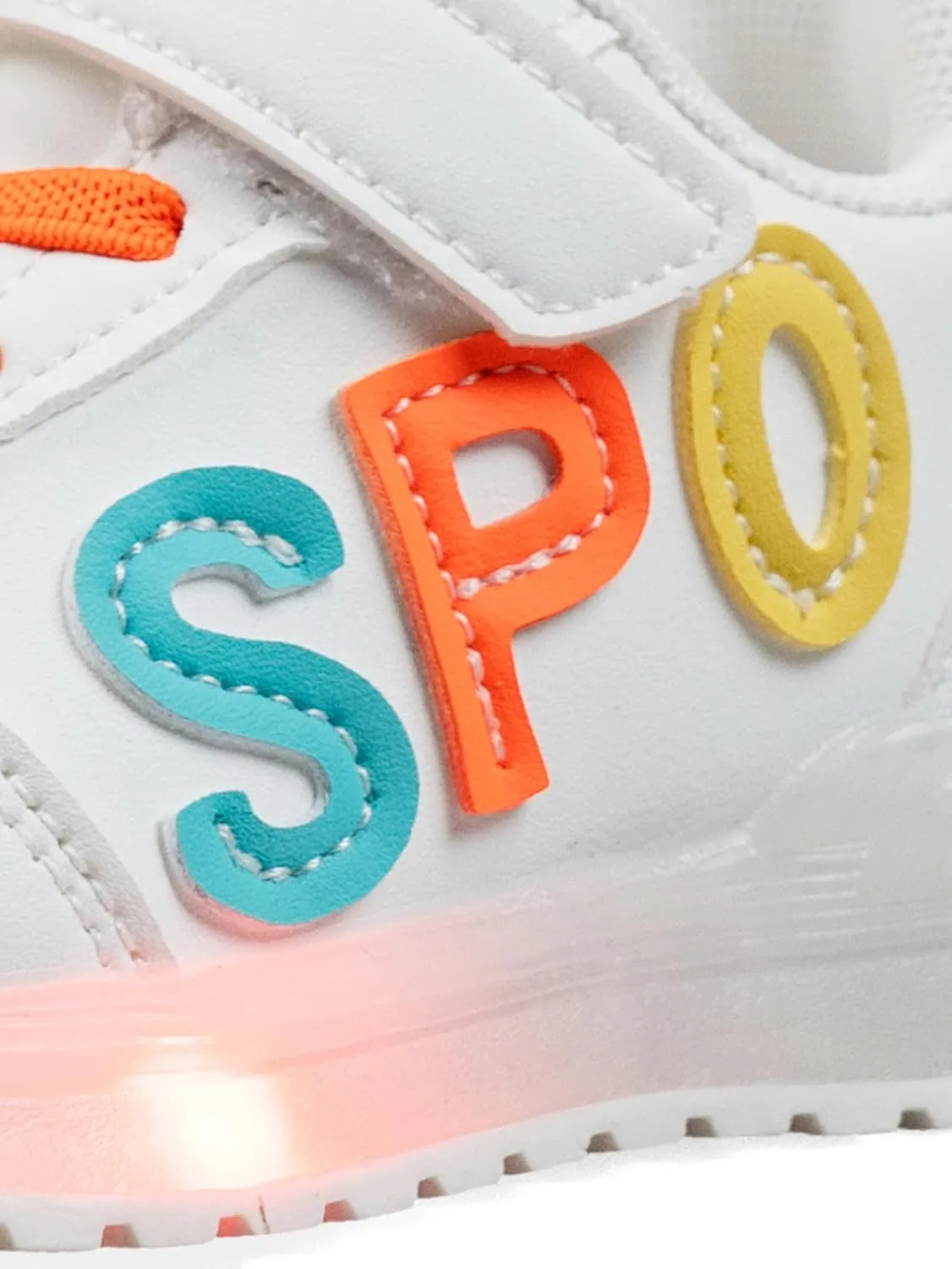 Kids Light Up Sneakers, White Sport Shoes with LED Soles, Hook and Loop Closure