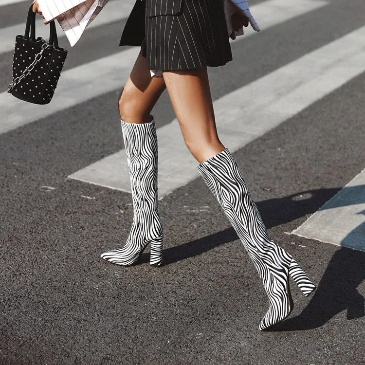 Knee High Zebra Boots
