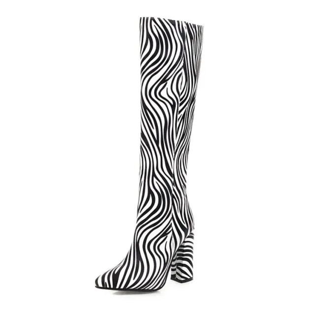 Knee High Zebra Boots