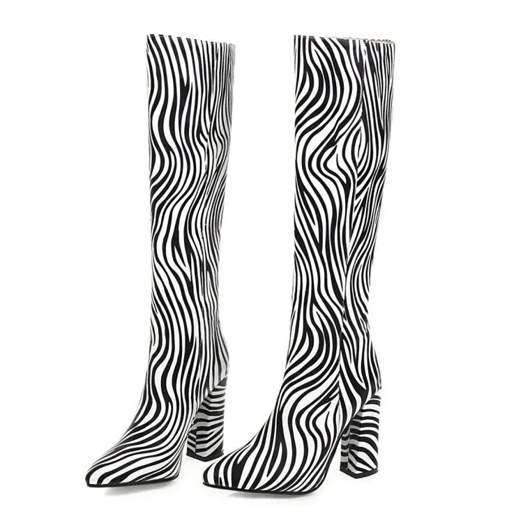 Knee High Zebra Boots