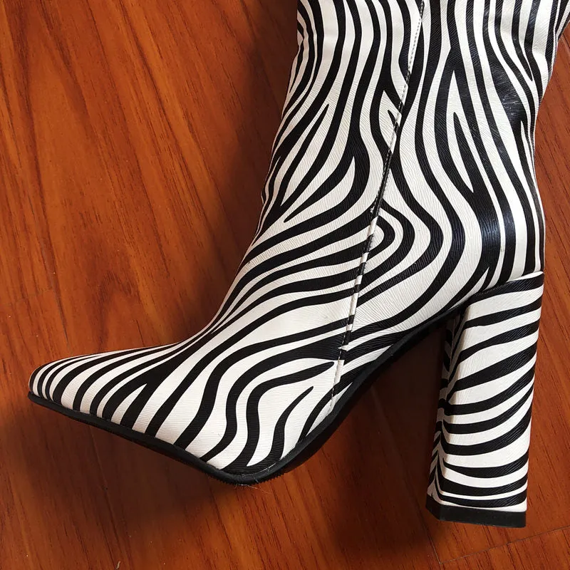 Knee High Zebra Boots