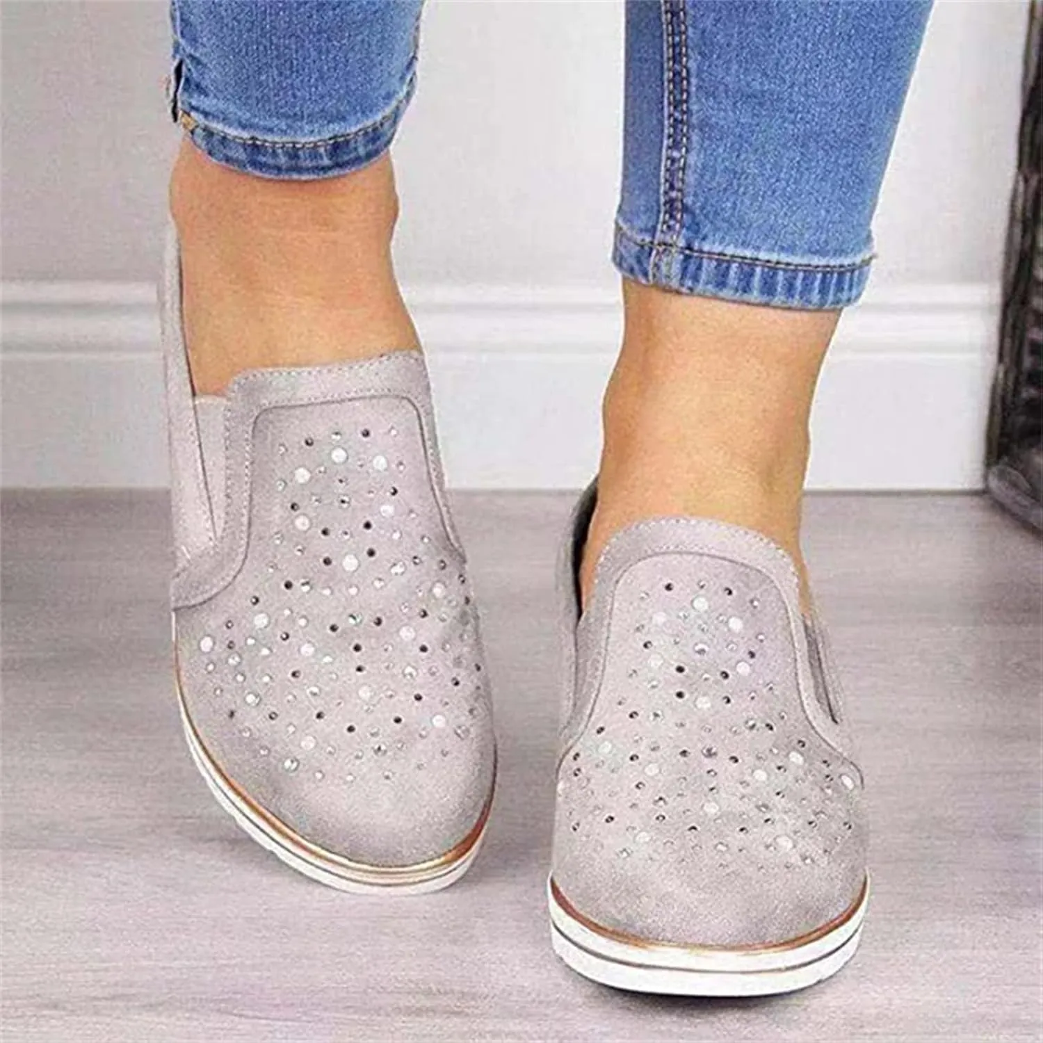 Ladmiple Shoes For Women Sneakers Slip Ons Walking Running Shoes Non Slip Tennis Fashion Sneakers Slip On Platform Shoes