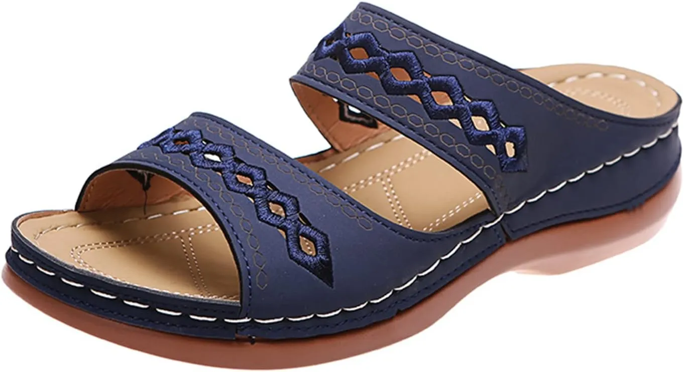 Ladmiple Summer Sandals for Women 2023 Wedge Flip Flops Sandals Breathable Slip On Open Toe Comfort Orthopedic Sandals
