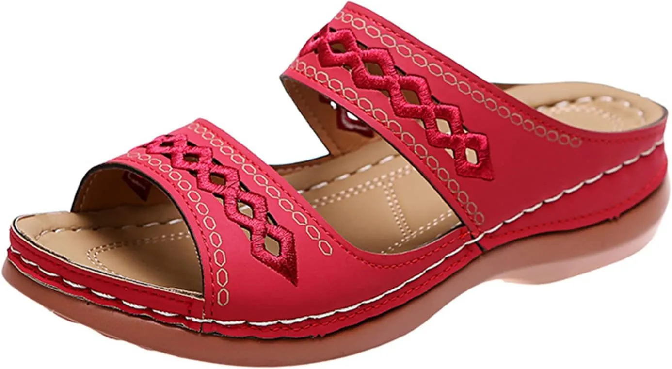 Ladmiple Summer Sandals for Women 2023 Wedge Flip Flops Sandals Breathable Slip On Open Toe Comfort Orthopedic Sandals
