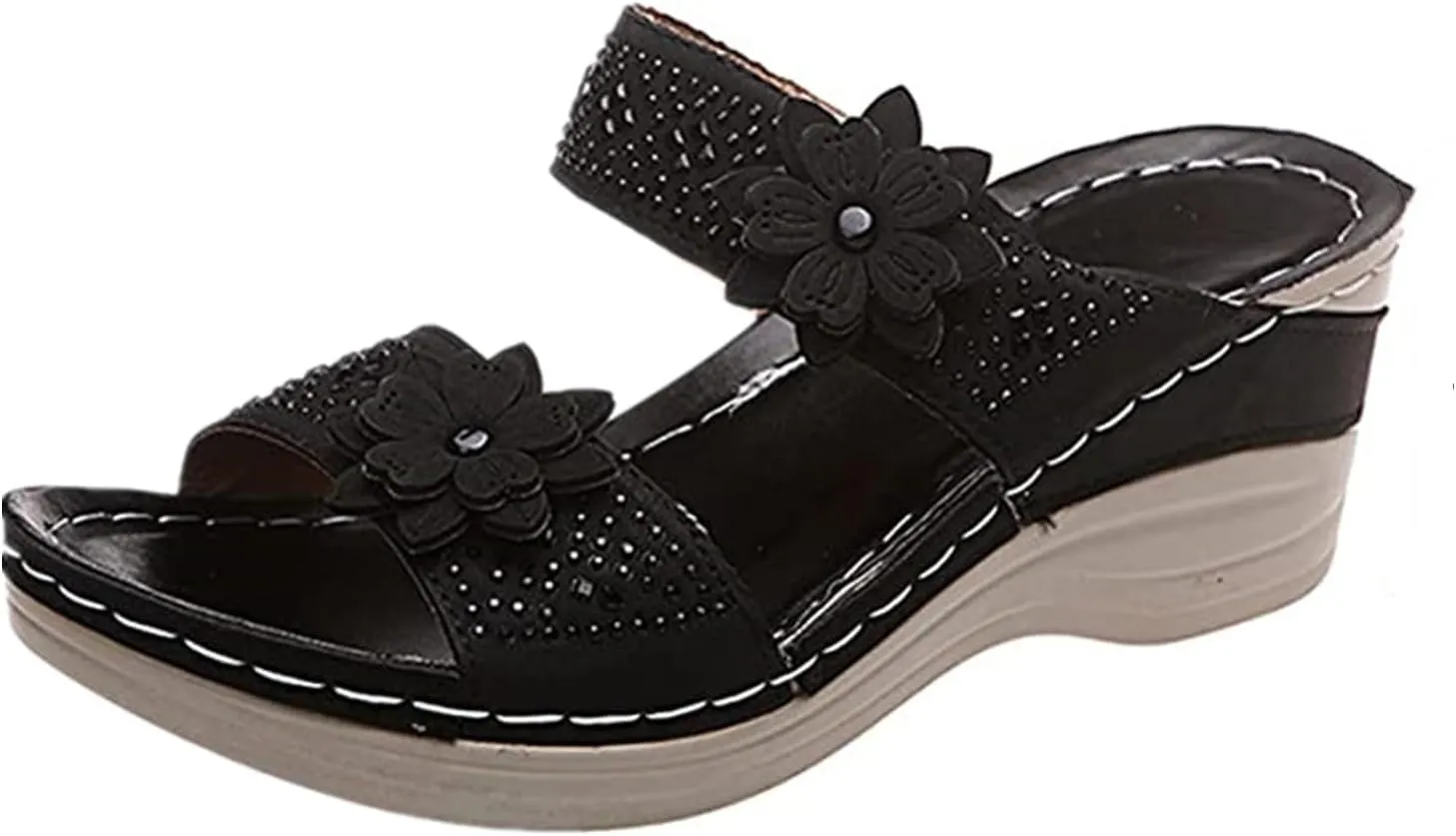 Ladmiple Summer Sandals for Women 2023 Wedge Flower Flip Flops Slides Sandal Breathable Open Toe Comfy Orthopedic Sandal