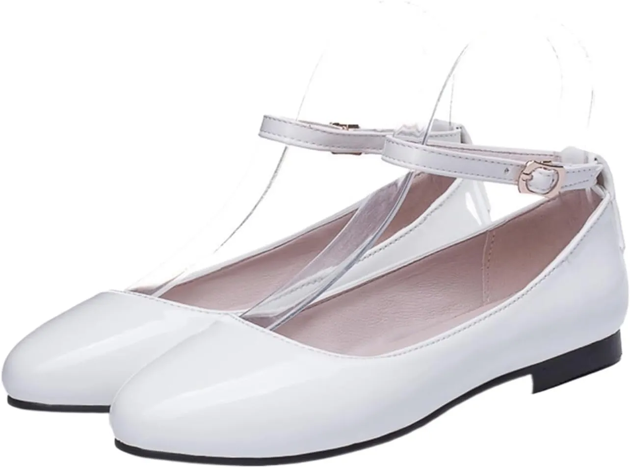 Loafers for Women Spring Women’s Casual Elegant Flat Shoes Stylish Loafers with Ankle Straps in Red, Pink, and White
