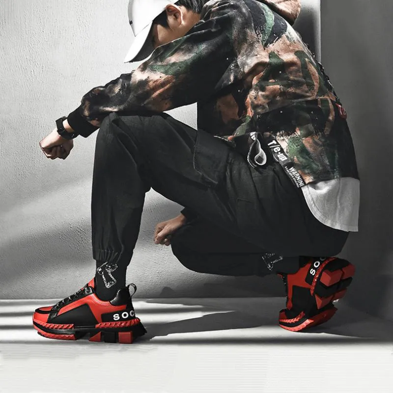 Men's Casual Leather Chunky Sneakers