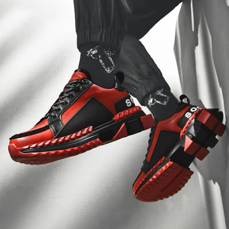 Men's Casual Leather Chunky Sneakers