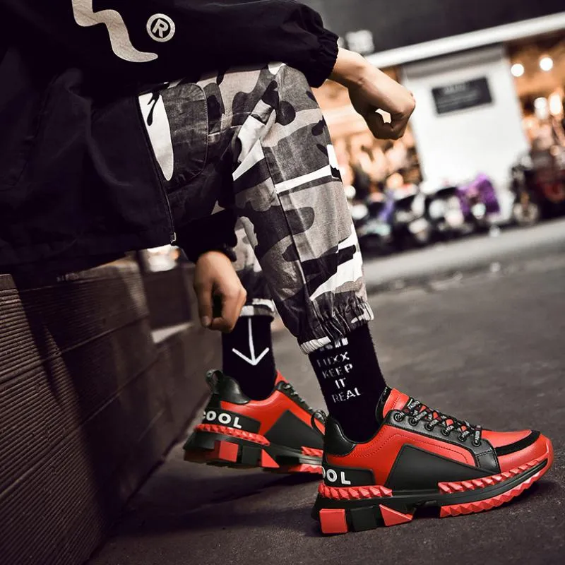 Men's Casual Leather Chunky Sneakers