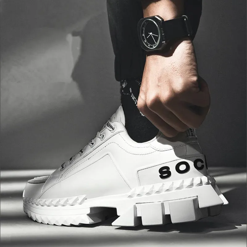 Men's Casual Leather Chunky Sneakers