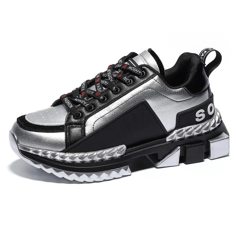 Men's Casual Leather Chunky Sneakers