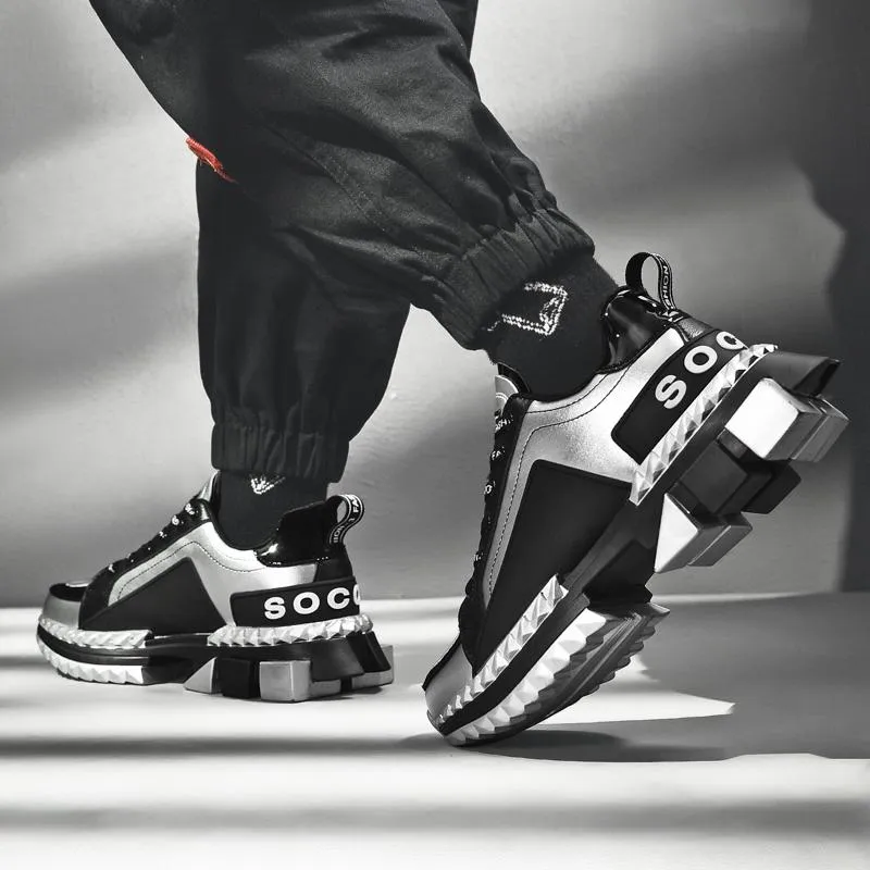 Men's Casual Leather Chunky Sneakers