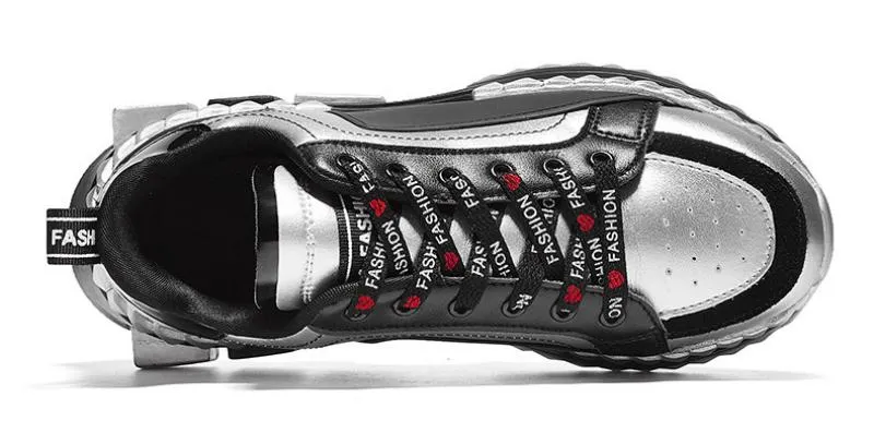 Men's Casual Leather Chunky Sneakers