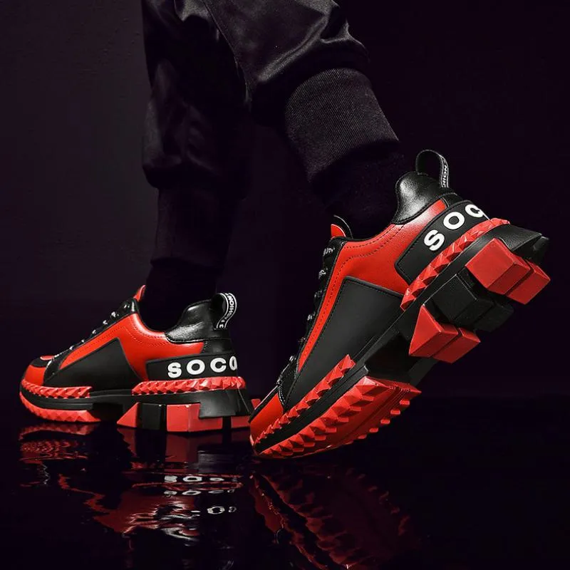 Men's Casual Leather Chunky Sneakers