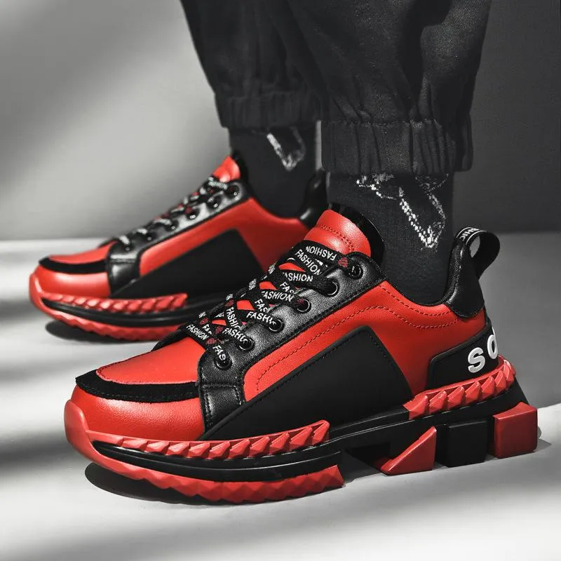 Men's Casual Leather Chunky Sneakers