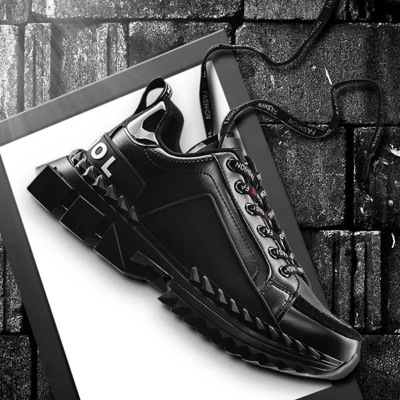 Men's Casual Leather Chunky Sneakers
