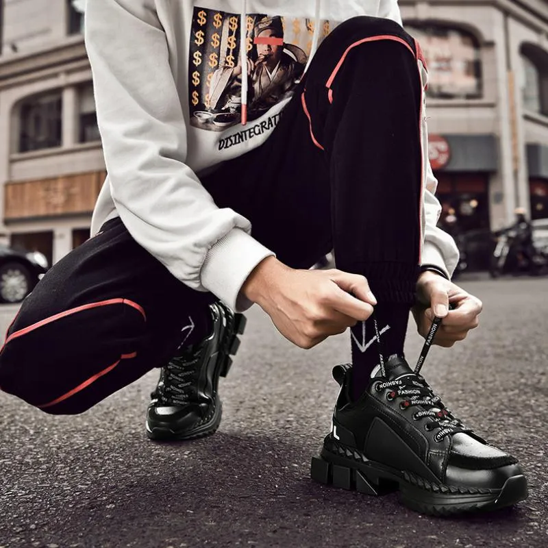 Men's Casual Leather Chunky Sneakers