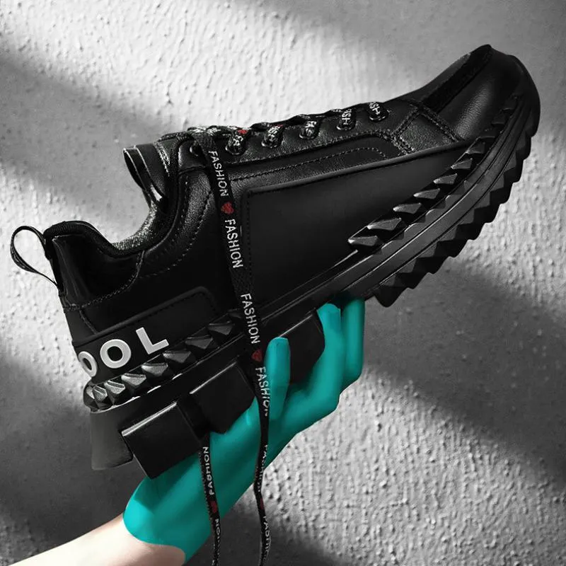 Men's Casual Leather Chunky Sneakers