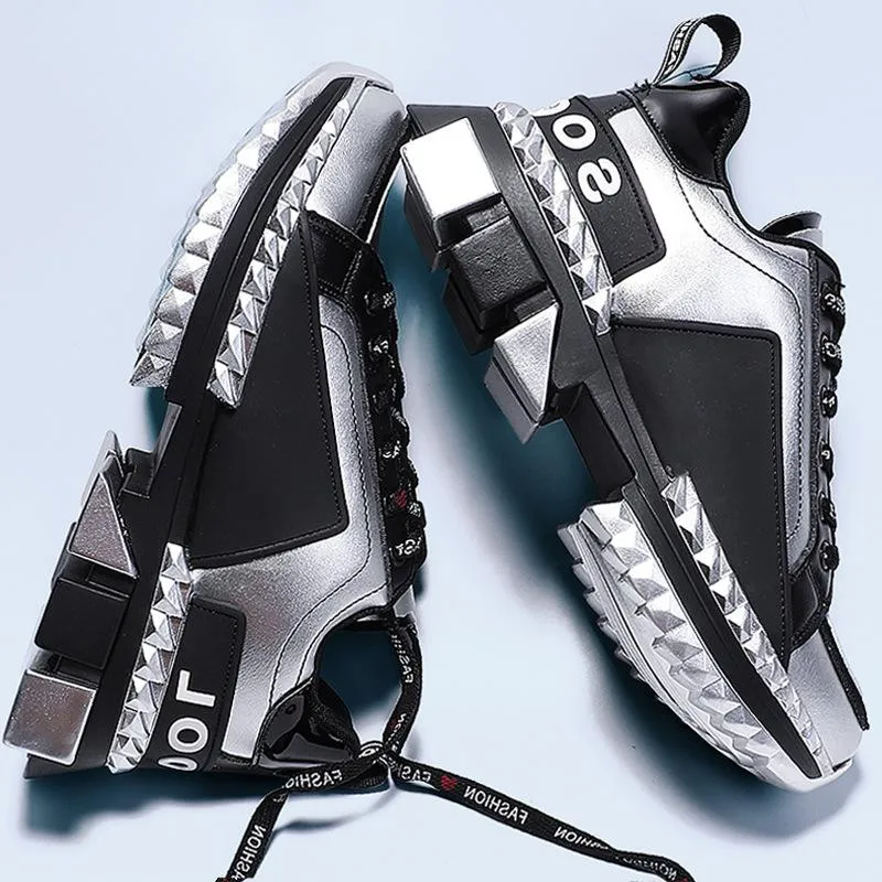 Men's Casual Leather Chunky Sneakers