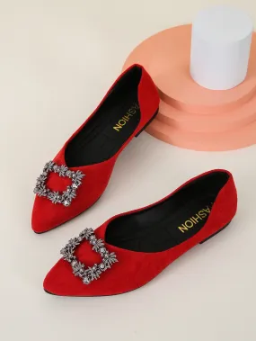 Metal Decor Point Toe Flats