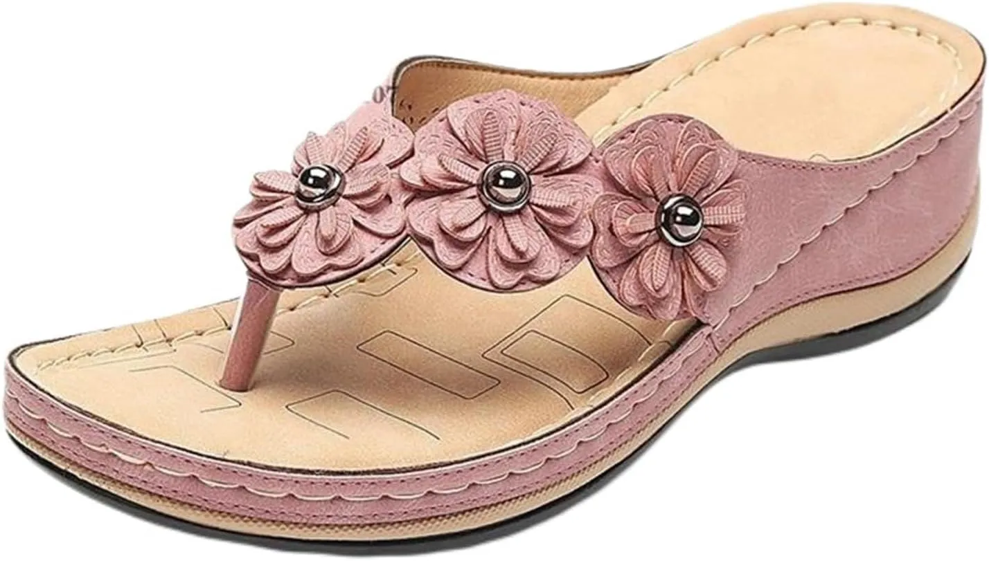 Orthopedic Flip Flops Women Wedge Sandals Comfortable Summer Non Slip Thong Platform Sandals, Casual Beach Comfortable Walking Slippers Arch Support Flip Flops
