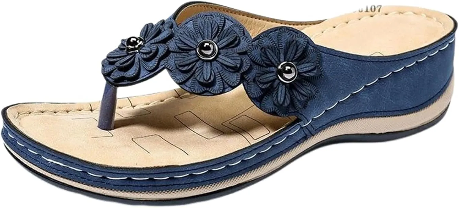 Orthopedic Flip Flops Women Wedge Sandals Comfortable Summer Non Slip Thong Platform Sandals, Casual Beach Comfortable Walking Slippers Arch Support Flip Flops