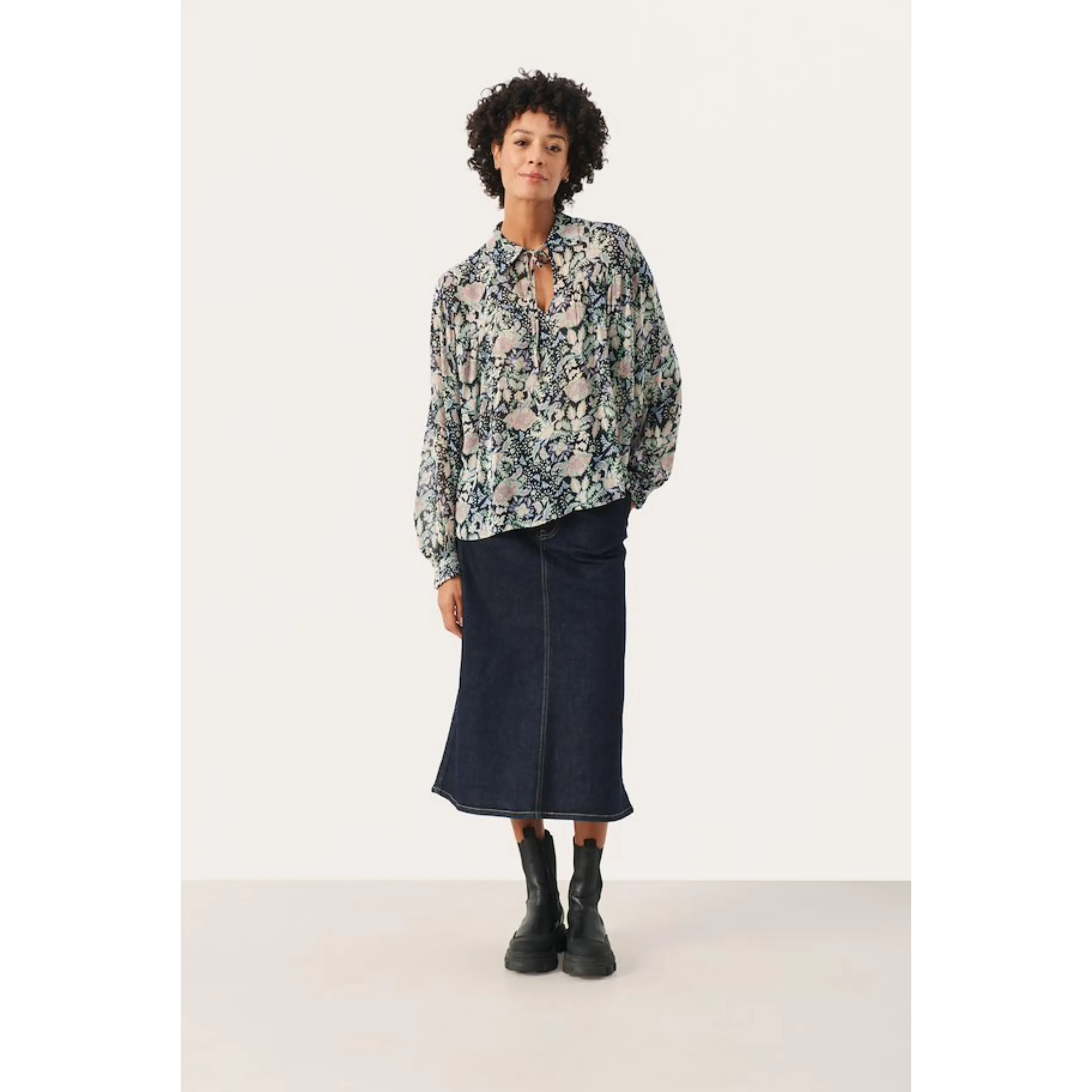 Part Two Faya Blouse In Dark Navy Multi 8284