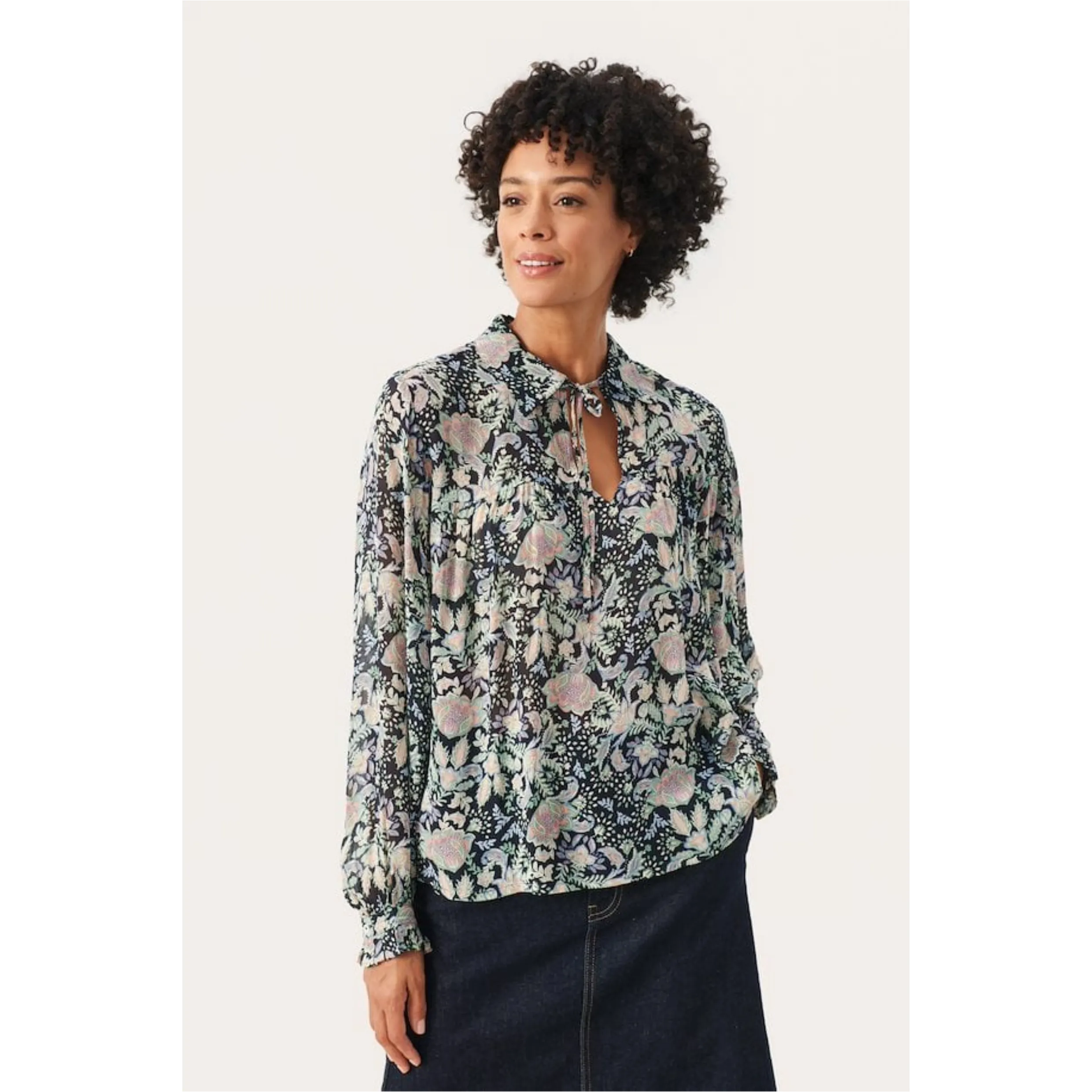 Part Two Faya Blouse In Dark Navy Multi 8284