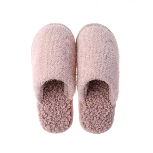 Plush Slippers Women Winter Thick-soled Comfortable Warm Slippers Indoor Non-slip Household Couple Cotton Shoes Men