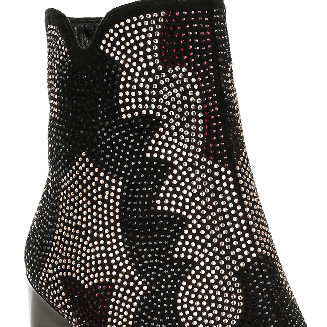 Rhinestones Embellished Block Heel Boots