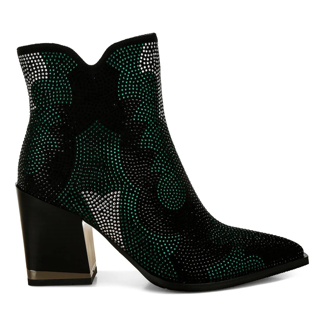 Rhinestones Embellished Block Heel Boots
