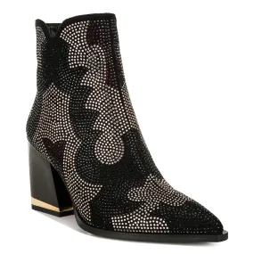 Rhinestones Embellished Block Heel Boots