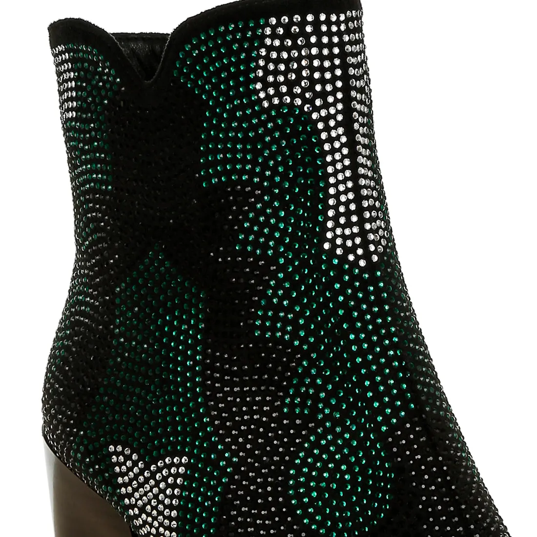 Rhinestones Embellished Block Heel Boots