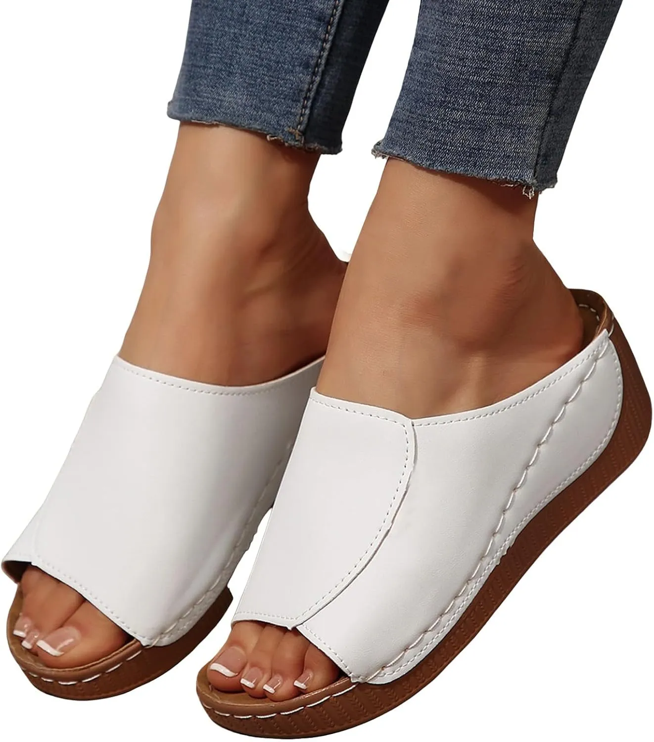 Sandals for Women 2025 Platform Wedge Summer Dressy Comfortable Walking Wide Sofft Support Comfortable Sandals