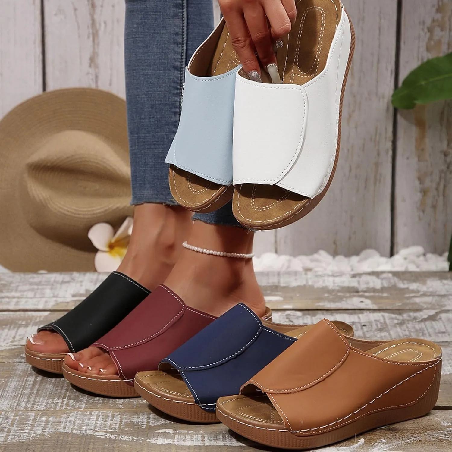 Sandals for Women 2025 Platform Wedge Summer Dressy Comfortable Walking Wide Sofft Support Comfortable Sandals