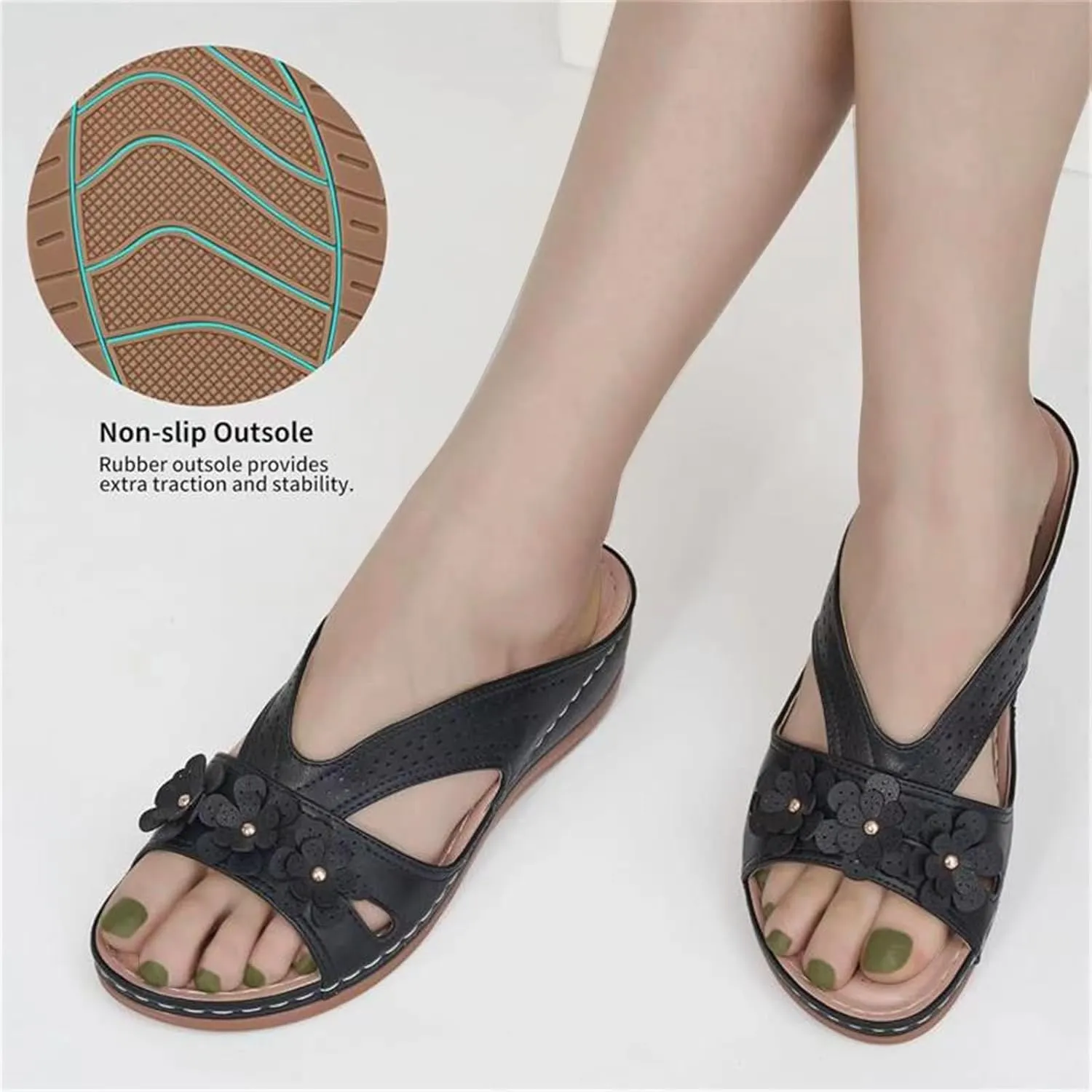 Sandals for Women Wedge Shoes Comfortable Dressy Slip On Lightweight Platform Slides Sandals