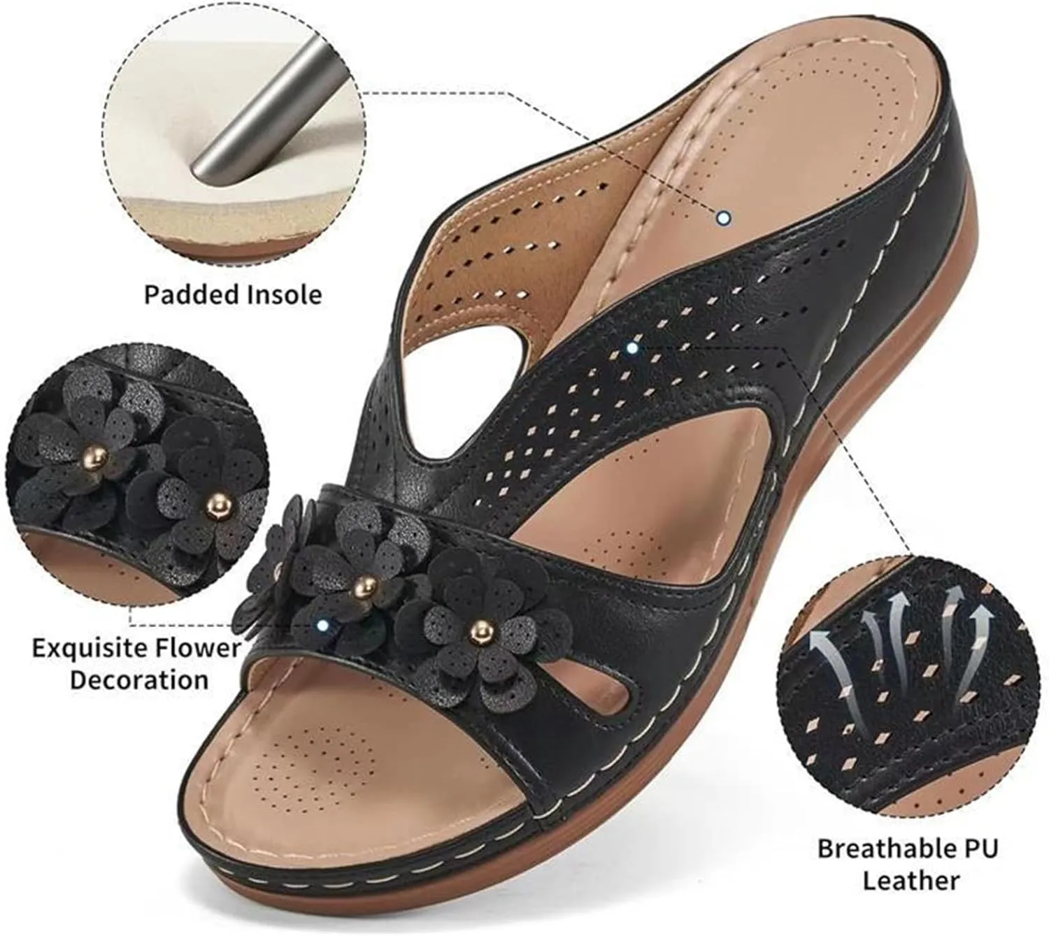 Sandals for Women Wedge Shoes Comfortable Dressy Slip On Lightweight Platform Slides Sandals