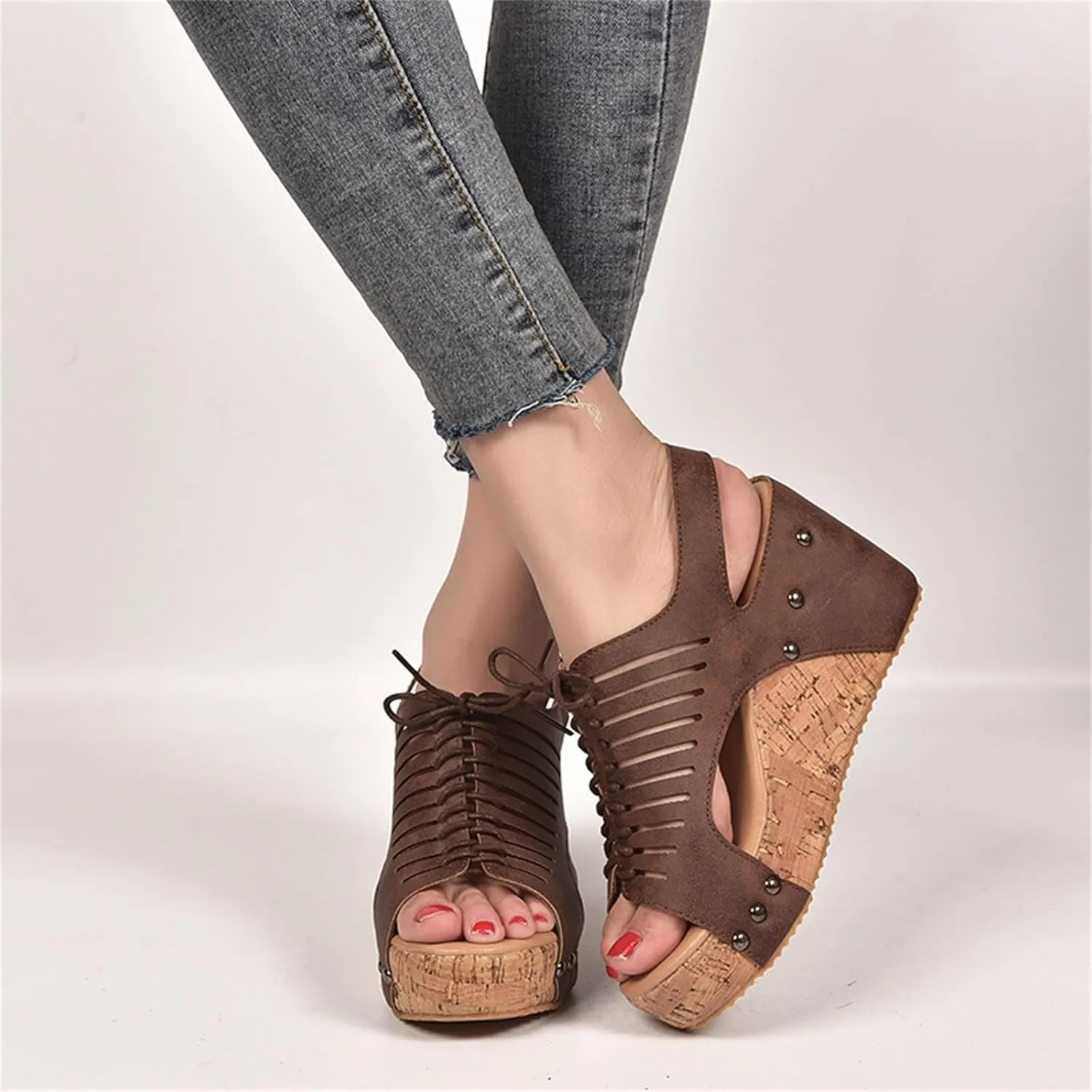 Summer Wedges for Women 2025 Ankle Strap Open Toe Comfortable Low Wedges Sandals Comfortable Walking Shoes