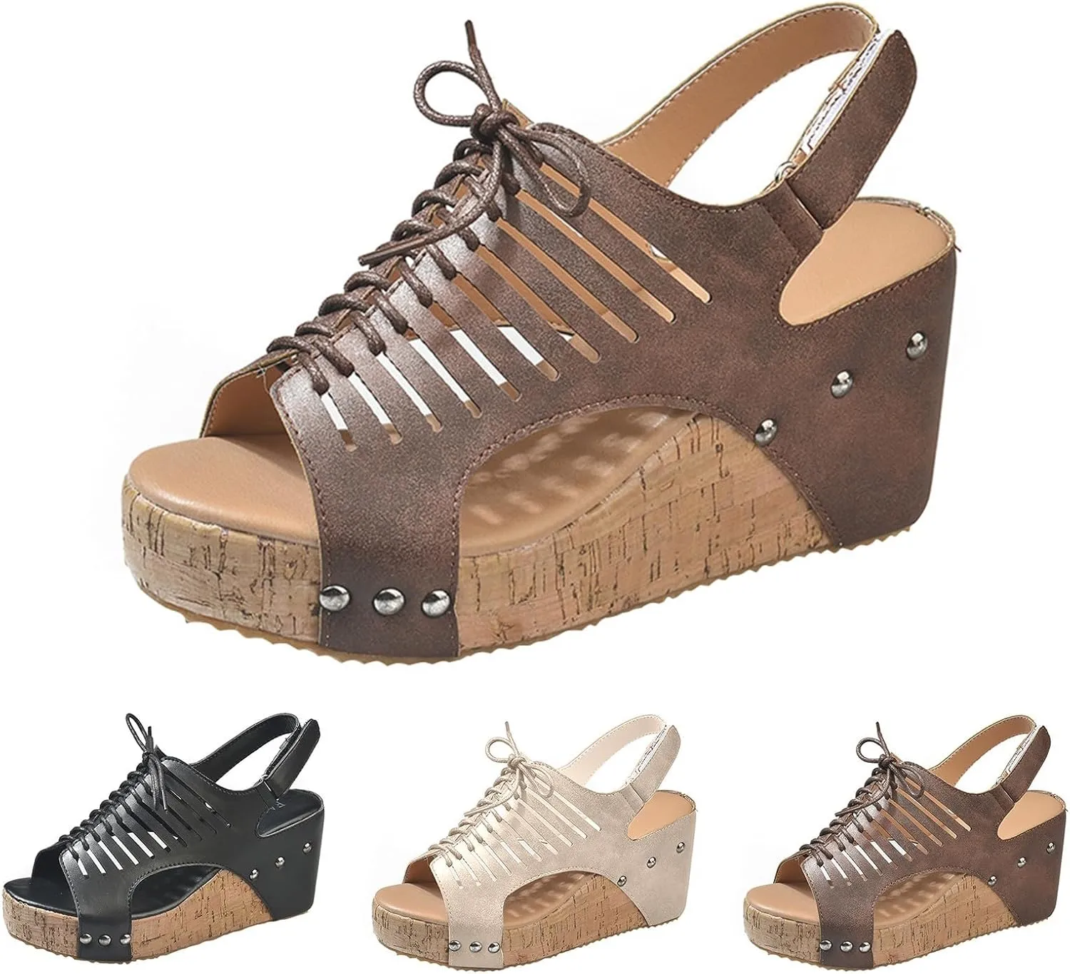 Summer Wedges for Women 2025 Ankle Strap Open Toe Comfortable Low Wedges Sandals Comfortable Walking Shoes