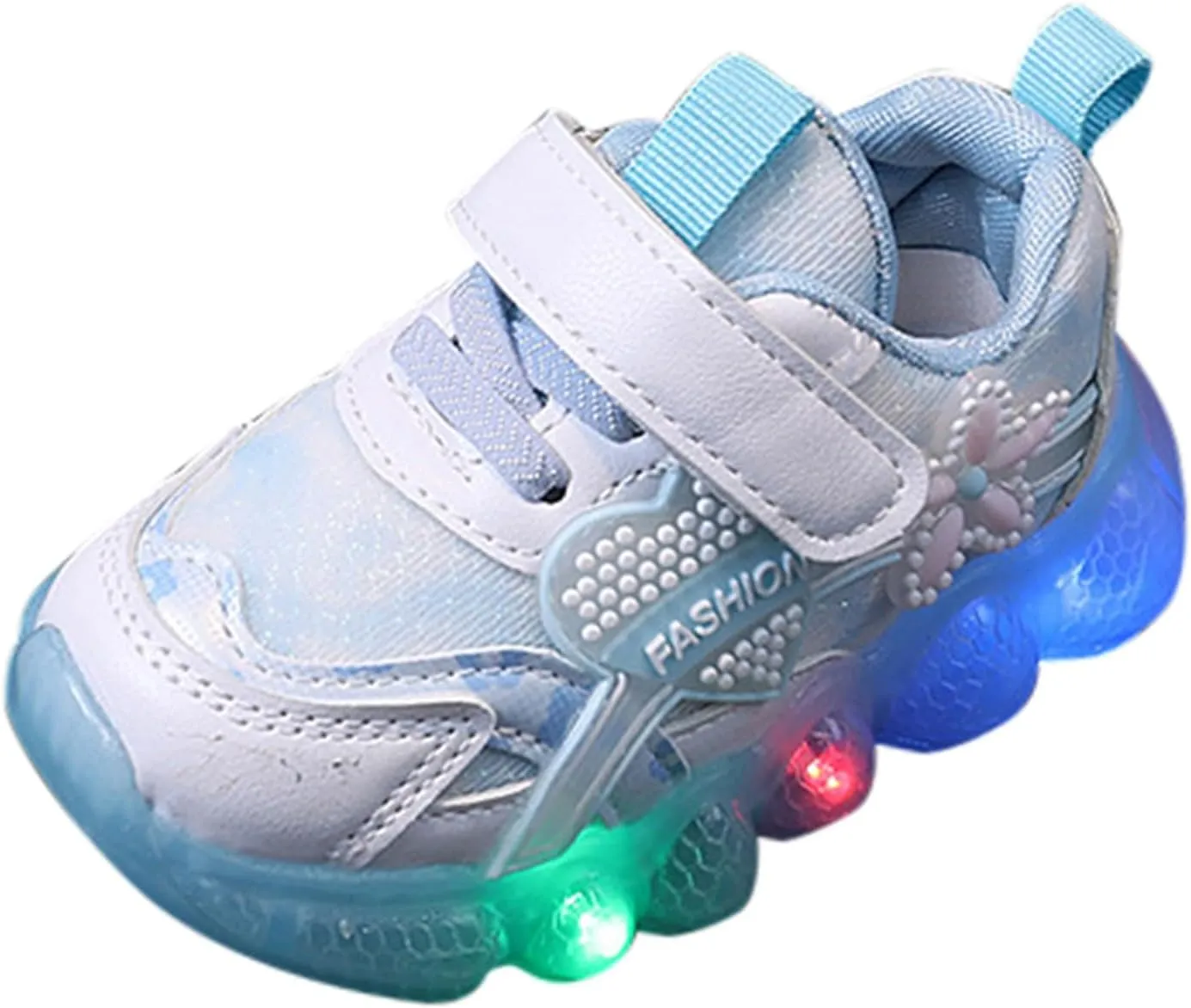 Toddler Kids Light Up Shoes Girls and Boys Spring Summer and Autumn Children's Sports Shoes Adjustable Strap Shiny Shoes